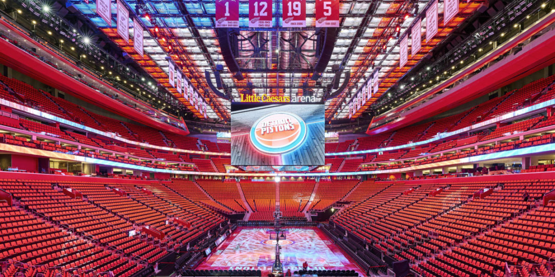 Little Caesars Arena and Elation Custom Light Ceiling in a Class